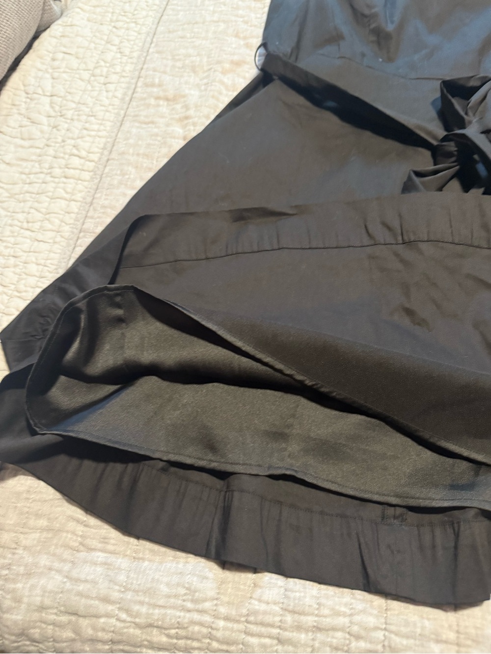 Maxsport Black Ruffled Smocked Yoke Dress with Waist Tie, Size XL - Picture 4 of 5